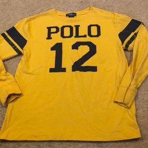 Gold and navy Ralph Lauren polo long sleeve 10-12